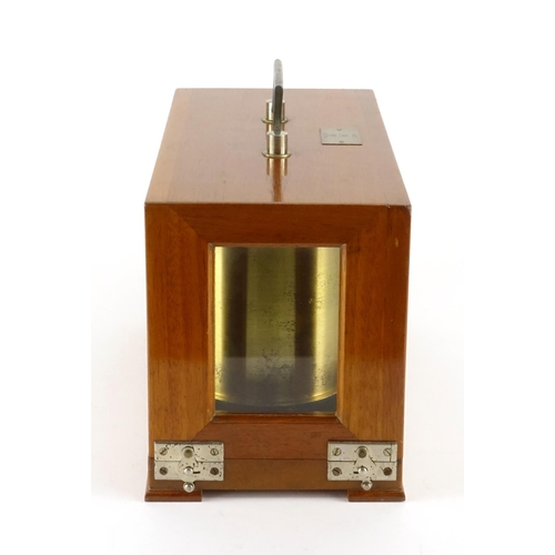 89A - German Lufft barograph with pine case, the barograph with applied plaque numbered 2385, 16.5cm H x 2... 