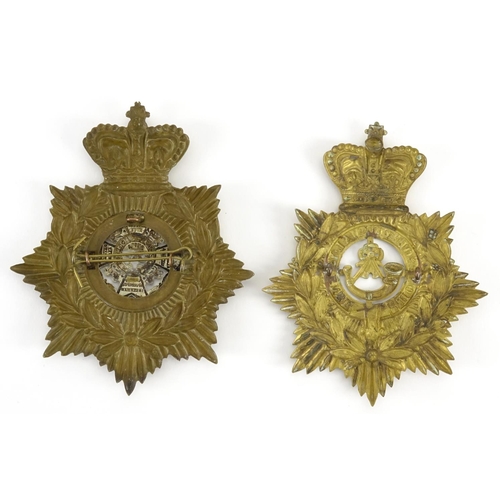 209 - Two Victorian Military interest helmet plates including The Border Regiment