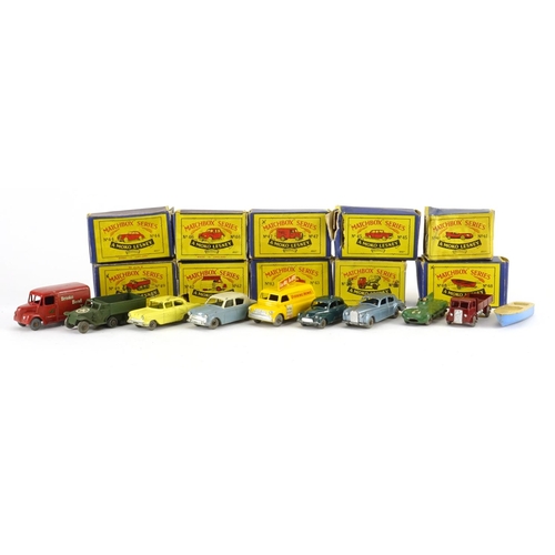 255 - Ten Matchbox Moko Lesney die cast vehicles with boxes, numbers 41-49 and one other with box number 2... 