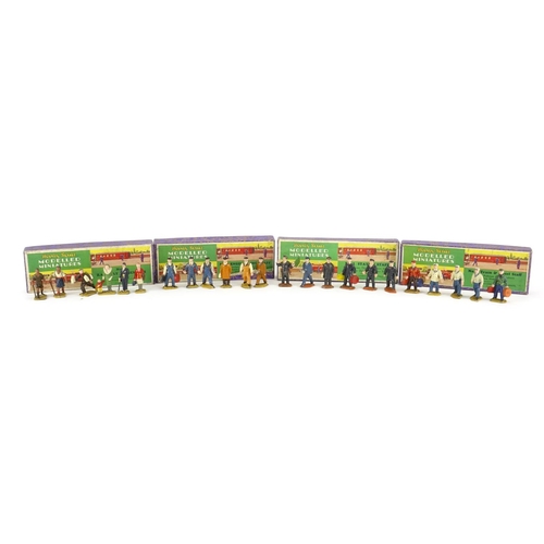 245 - Four Hornby Series modelled miniatures with boxes comprising No.1 station staff, No. 3 railway passe... 