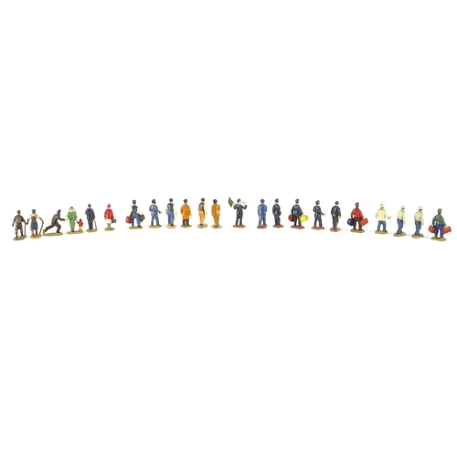 245 - Four Hornby Series modelled miniatures with boxes comprising No.1 station staff, No. 3 railway passe... 
