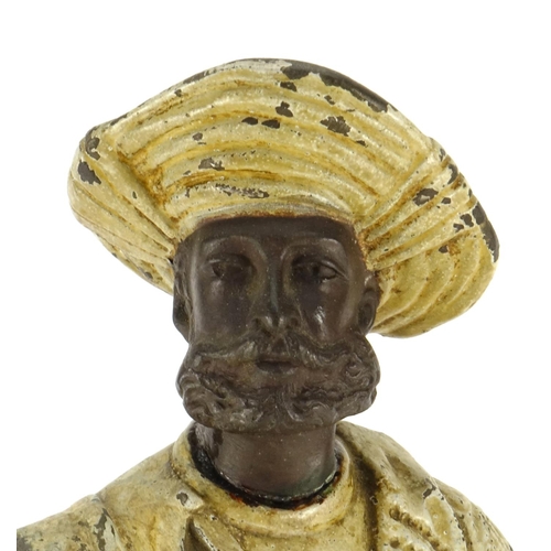 12 - Cold painted patinated Spelter figure of an Arab man in the style of Bergmann, 36cm high