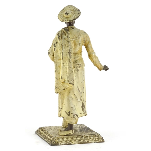 12 - Cold painted patinated Spelter figure of an Arab man in the style of Bergmann, 36cm high