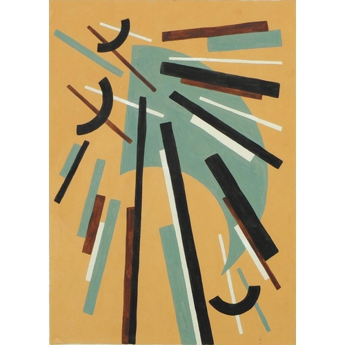 2214 - Abstract composition, geometric shapes, Russian school watercolour and gouache, bearing a signature,... 