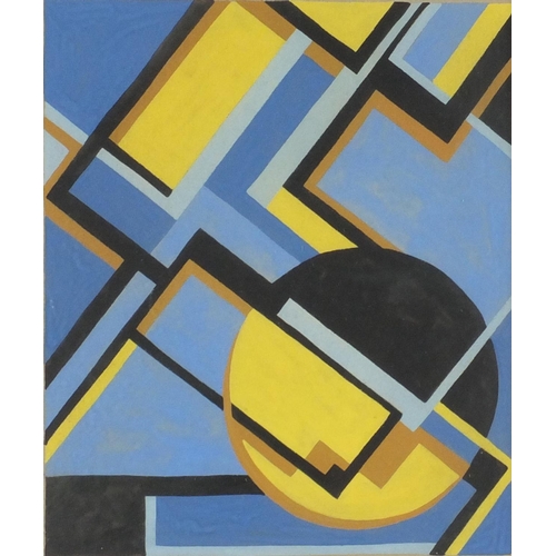 2254 - Abstract composition, geometric shapes, Russian school gouache, bearing a signature possibly Dexel, ... 