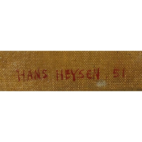 2622 - Lake before trees, Australian school oil on canvas board, bearing a signature Hans Heysen, framed, 4... 