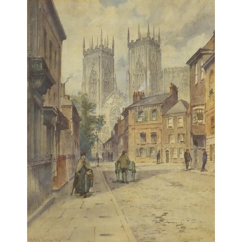 971 - Frank Harris - View of York Minster, late 19th century watercolour, mounted and framed, 22cm x 17cm