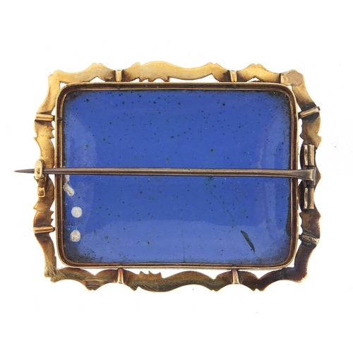 667A - Victorian unmarked gold enamelled brooch, Lake Lucerne Switzerland, 4.8cm wide, approximate weight 1... 