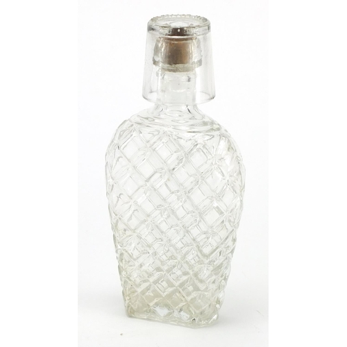 75 - French glass gin flask, 17.5cm high