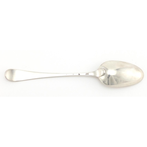 2607 - Georgian silver tablespoon, indistinct hallmarks, 22cm in length, approximate weight 70.5g