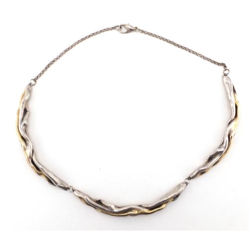 2876 - Designer 1970's silver necklace, impressed 925, housed in a W Major & Sons fitted box, 40cm in lengt... 