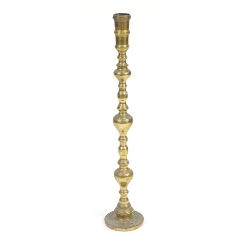 46 - Victorian floor standing brass candlestick, 92cm high