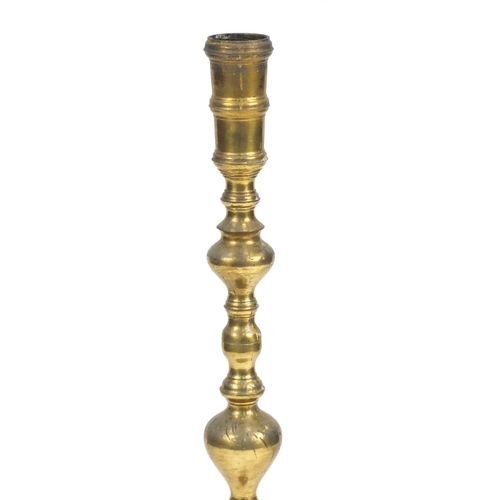 46 - Victorian floor standing brass candlestick, 92cm high