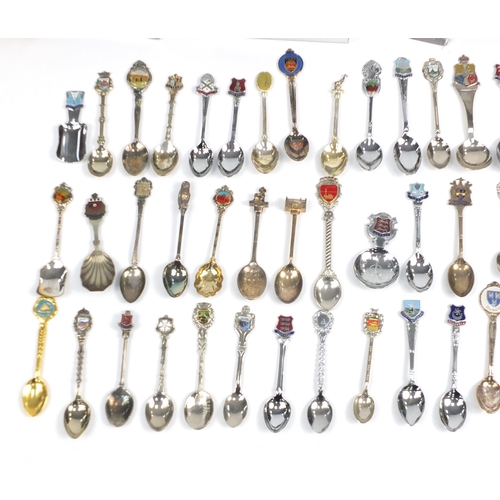 176 - Large collection of silver plated souvenir teaspoons