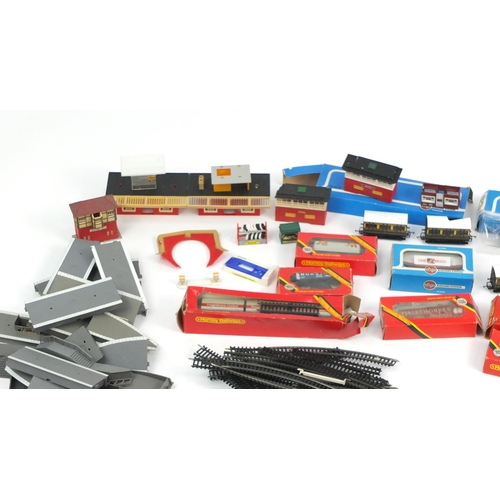 160 - 00 Gauge model railway trains, track and accessories including Horny and Airfix