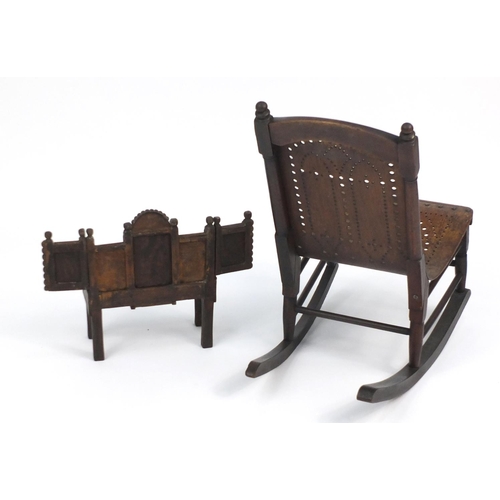 45 - Child's Bentwood rocking chair and a miniature dressing table