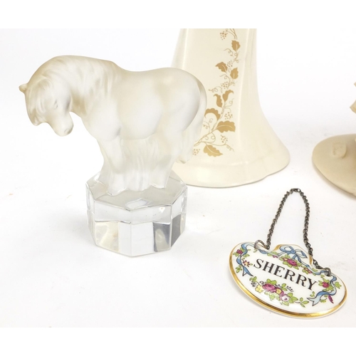 103 - Collectable china and glassware including a Poole figurine, Goebel glass horse paperweight and four ... 