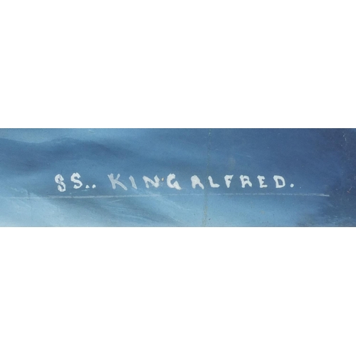 856 - S S King Alfred on choppy seas, maritime interest gouache, framed, 65cm x 43.5cm