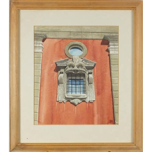 923 - Attributed to Sidney Harold Meteyard - Detail of a Roman building, watercolour, mounted and framed, ... 