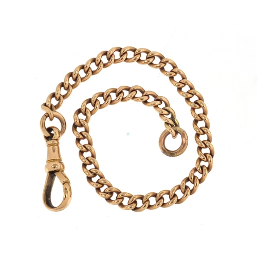 744 - 9ct rose gold watch chain bracelet, 18cm in length, approximate weight 12.4g