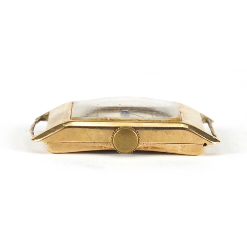 796 - Gentleman's 9ct gold Shield wristwatch, the case 2.1cm wide