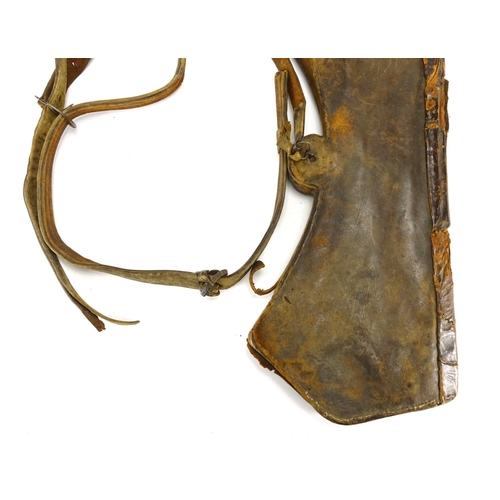 415 - 17th century ottoman leather arrow quiver, (Provenance: Doctor Z Sofu Collection) 57cm wide
