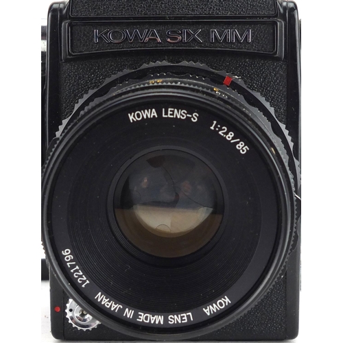 105 - Kowa Six MM camera with 1:3.5/55mm and 1:2.8/85 lenses, accessories and cases