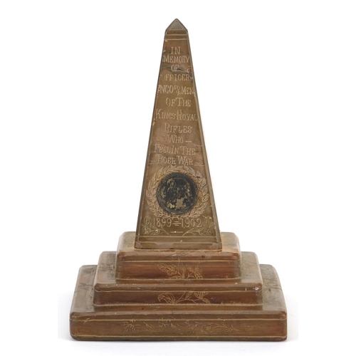 224 - Boer War commemorative monument made in memory of officers, NCO's and men of the Kings Royal rifles ... 