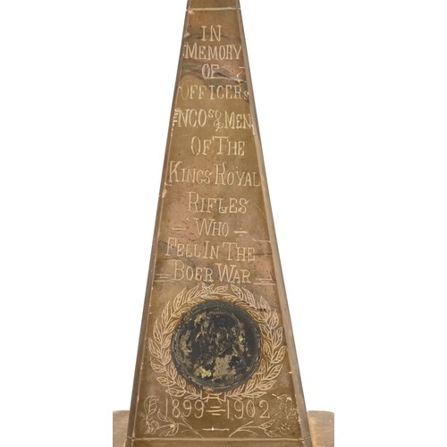 224 - Boer War commemorative monument made in memory of officers, NCO's and men of the Kings Royal rifles ... 