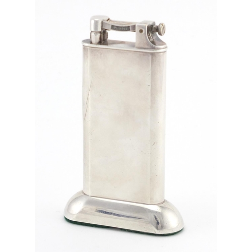 69 - Dunhill silver plated table lighter, 10.5cm high