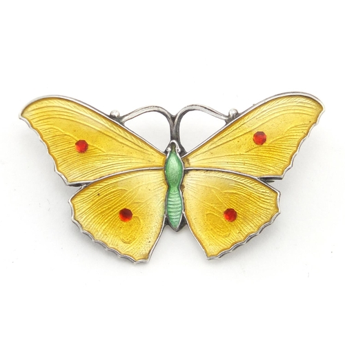 575 - Sterling silver and enamel butterfly brooch by John Aitken & Son, numbered 1085, 4cm wide, approxima... 