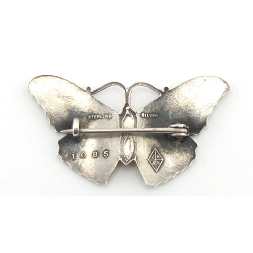 575 - Sterling silver and enamel butterfly brooch by John Aitken & Son, numbered 1085, 4cm wide, approxima... 