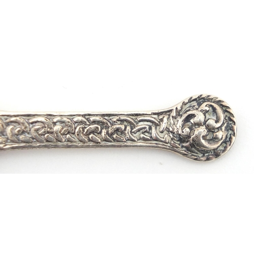 605 - Scottish Arts & Crafts silver caddy spoon, by Ward Brothers, Edinburgh 1957, 8cm in length, approxim... 