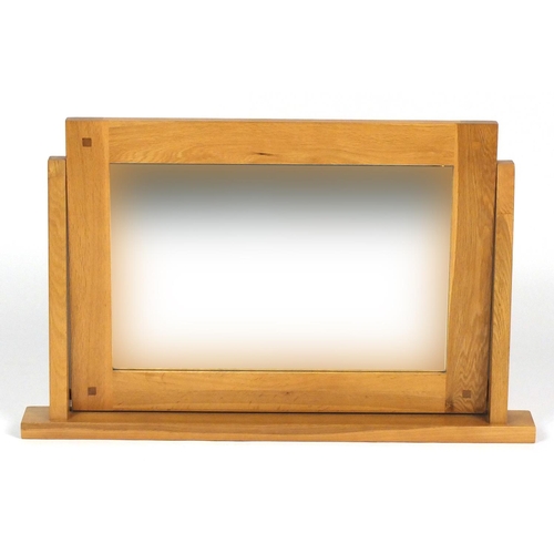 30 - Light oak framed dressing table swing mirror, 86cm wide x 54cm High
