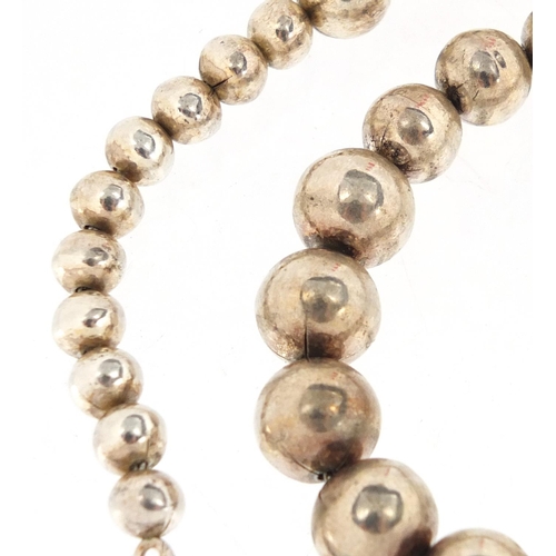 2818 - Silver graduated bead necklace, 38cm in length, approximate weight 51.0g