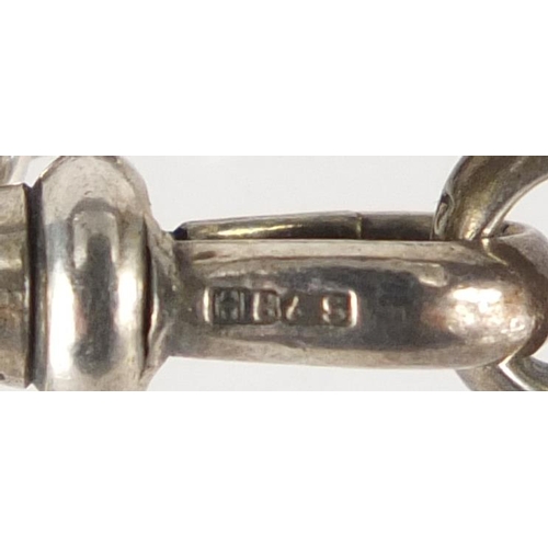 2854 - Silver watch chain wit T-bar, 40cm in length, approximate weight 30.5g