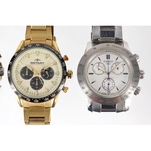 2816 - Four gentleman's chronograph wristwatches comprising Rotary Aquaspeed, Tisot, Nautica and Puslar