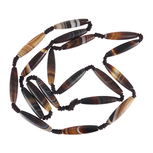 2807 - Islamic agate elongated bead necklace, 60cm in length