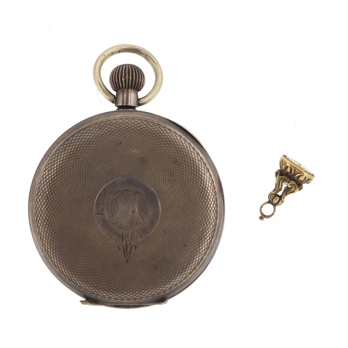 2803 - Gentleman's silver A S & Co open face pocket watch and a Victorian unmarked gold intaglio seal fob, ... 