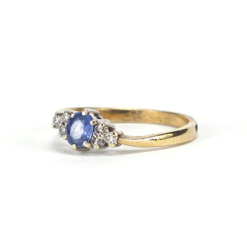 2647 - 9ct gold sapphire and diamond ring, size N, approximate weight 2.0g