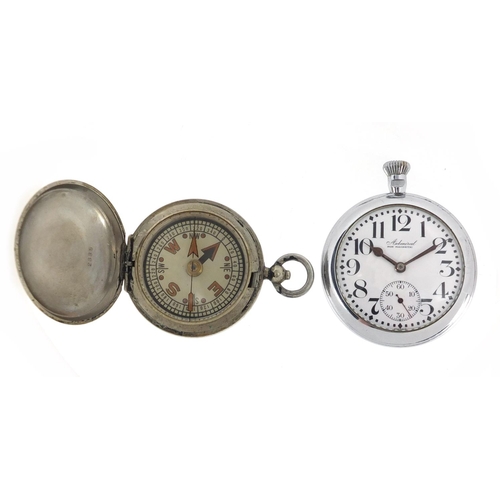 2839 - British Military issue compass and an Admiral open face pocket watch, numbered C21,754