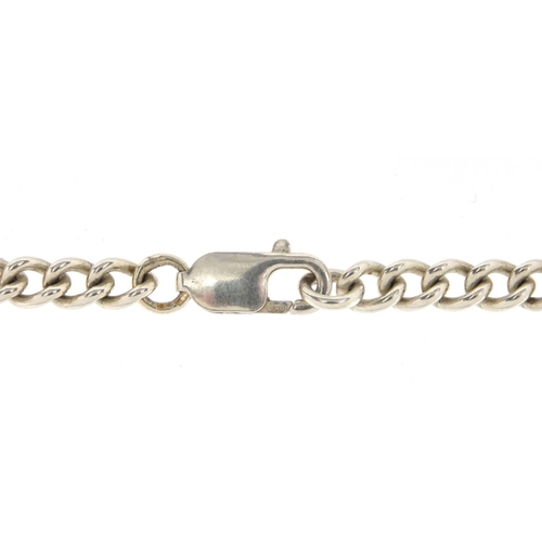 2833 - Silver watch chain necklace with T-bar, 44cm in length, approximate weight 35.7g