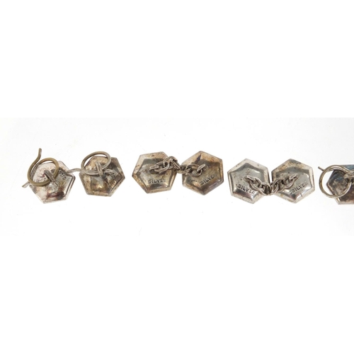2856 - Part set of Art Deco silver and Mother of Pearl buttons, cuff links and studs