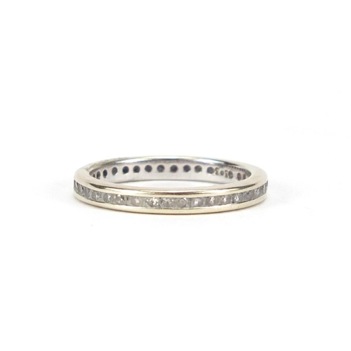 2815 - Unmarked white gold diamond eternity ring, size J, approximate weight 1.8g