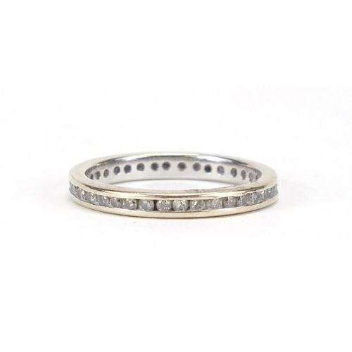 2815 - Unmarked white gold diamond eternity ring, size J, approximate weight 1.8g