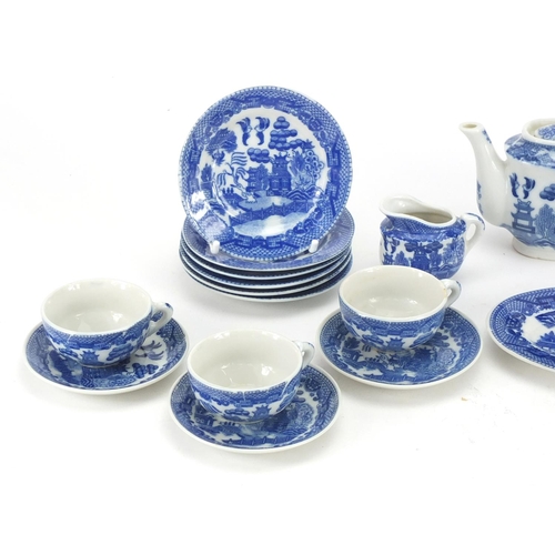 113 - Japanese blue and white porcelain child's dinner set, boxed