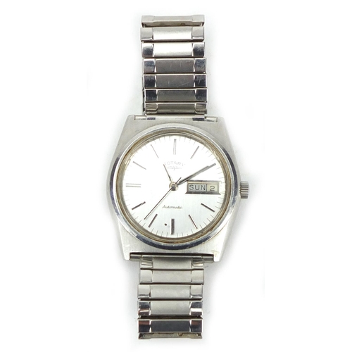 213 - Gentleman's stainless steel Rotary automatic wristwatch, with day date dial