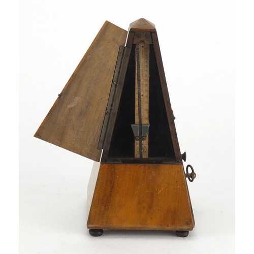 377 - French walnut cased metronome, 22.5cm high