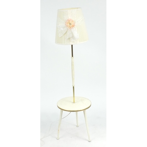 37 - 1960's standard lamp with drinks tray and pleated shade, 142cm high