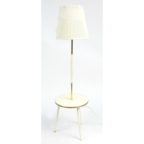 37 - 1960's standard lamp with drinks tray and pleated shade, 142cm high